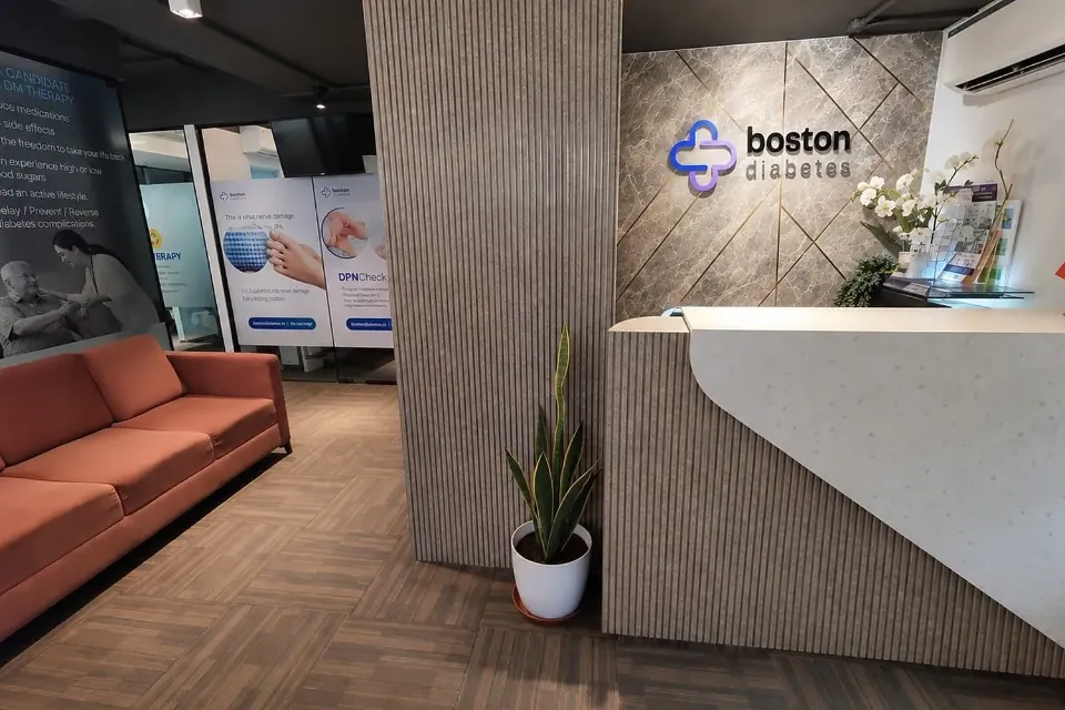 Reception area of the Boston Diabetes centre in Gachibowli, Hyderabad, where Boston Limb is based